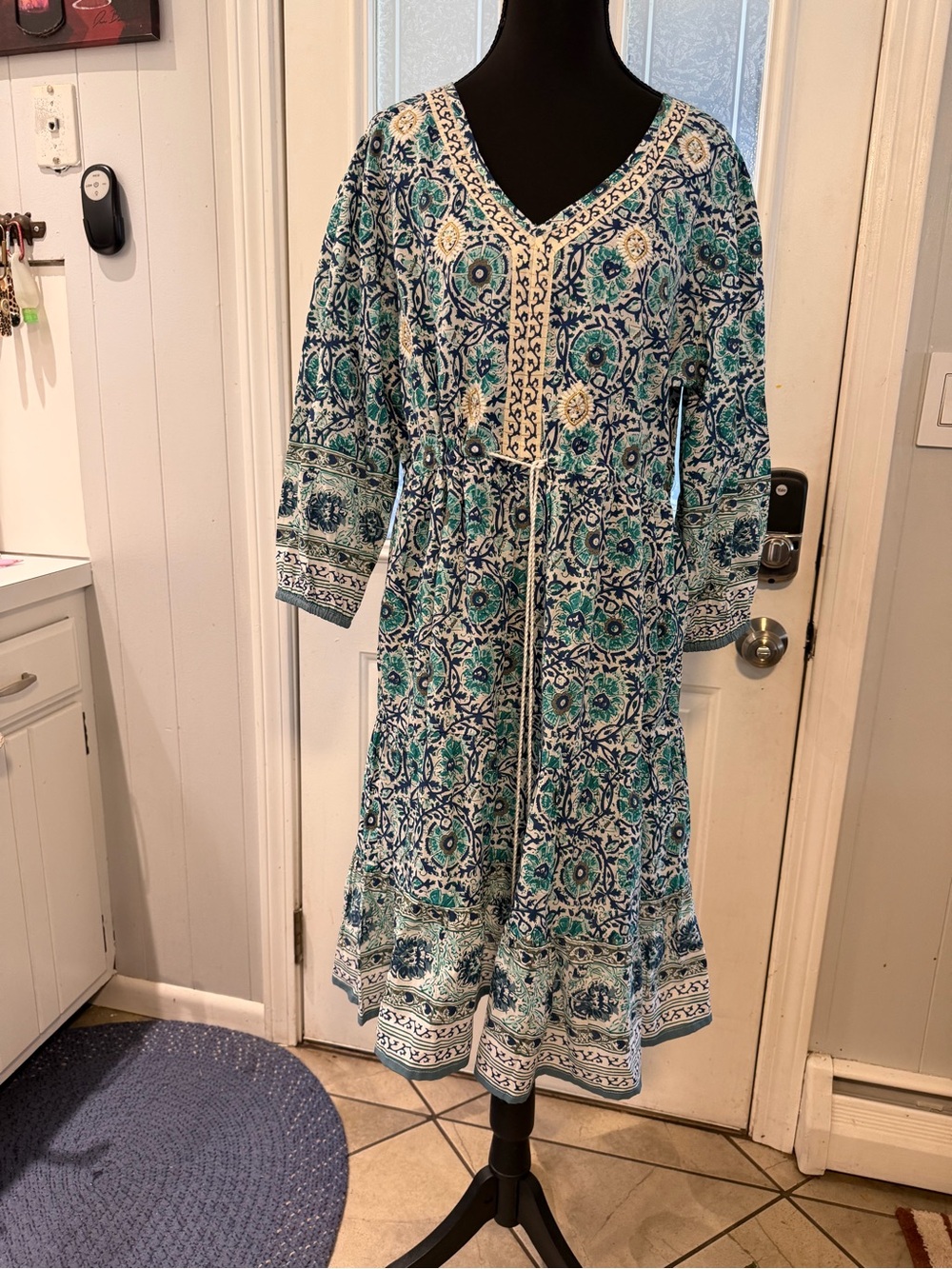 Soft Surroundings Blue and Teal Floral Midi Dress